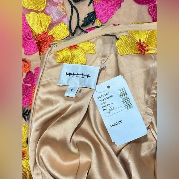 Milly Penelope Floral Embroidered Halter Dress size 0 - Picture 12 of 12